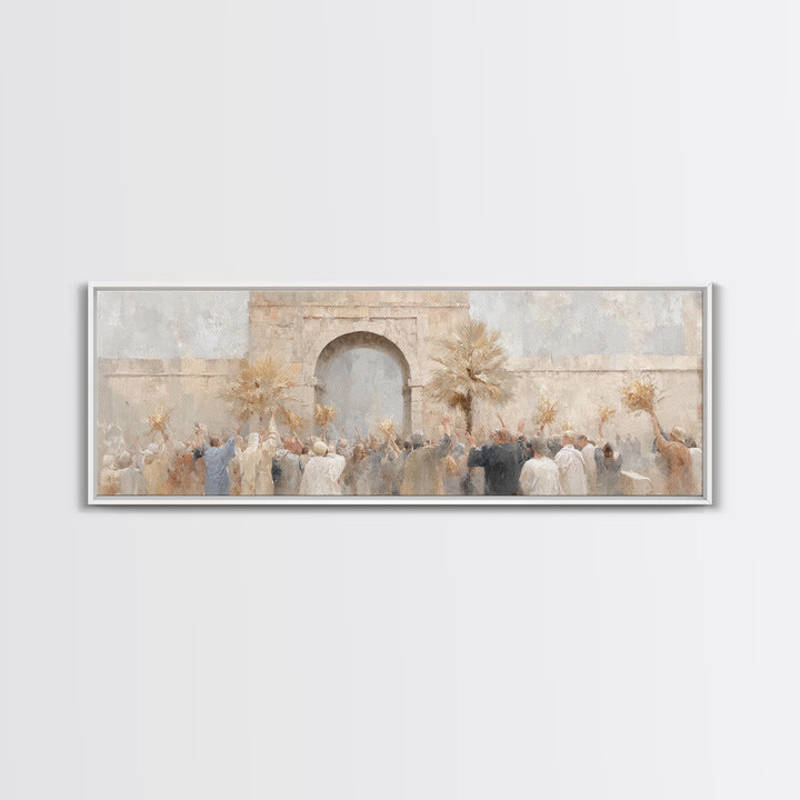 Jerusalem Sunrise Entry | Framed Canvas Print | Panoramic Painting | Christian Wall Art | Christmas Art Work | Christian Art Canvas | Jesus