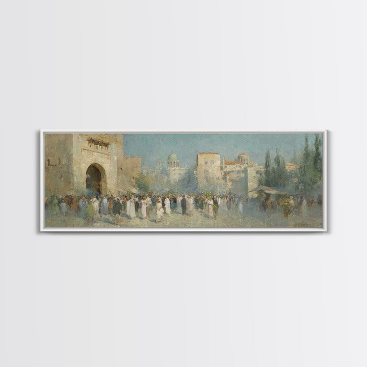 Golden Gate Rejoicing, Framed Canvas Print, Panoramic Print, Christian Wall Art, Christian Art Canvas, Christian Christmas Art, Jesus Paint