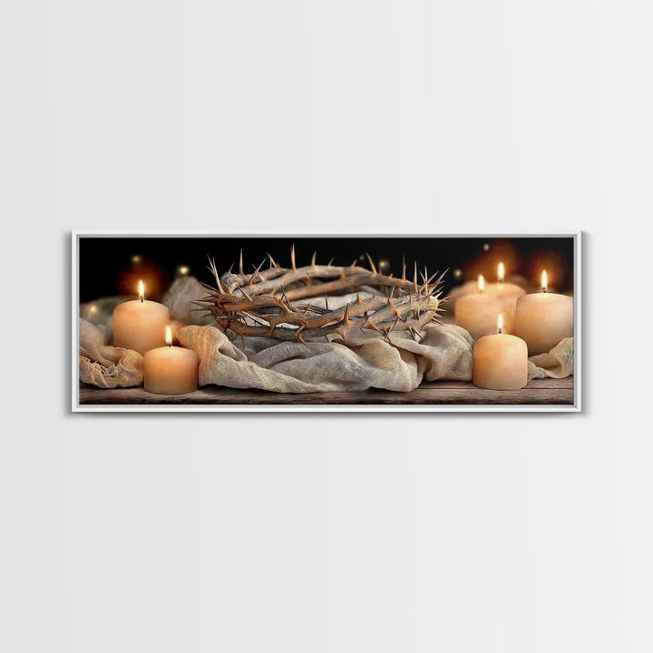 Crown Of Mercy – Framed Canvas Print – Christian Wall Art – Christian Art Canvas – Panoramic Art – Jesus Painting – Christian Christmas Art