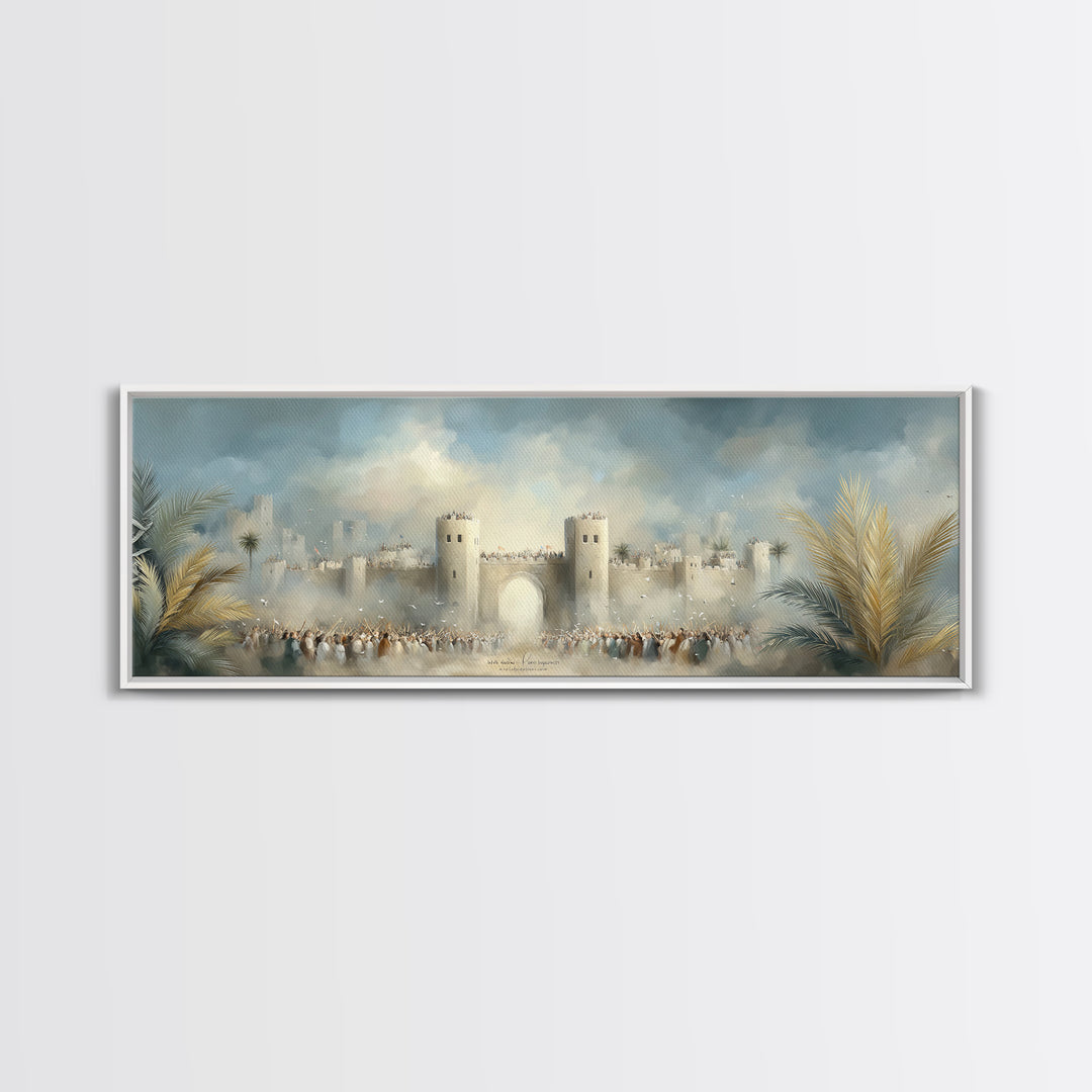 Triumphant City Gate – Framed Canvas Print – Panoramic Art – Christian Wall Art – Christian Art Canvas – Jesus Painting – Christian Decor –