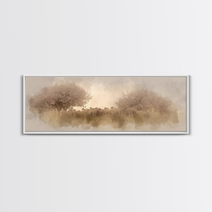 Orchard Of Peace – Framed Canvas Print – Christian Wall Art – Jesus Painting – Panoramic Art – Christian Christmas Art – Christian Canvas