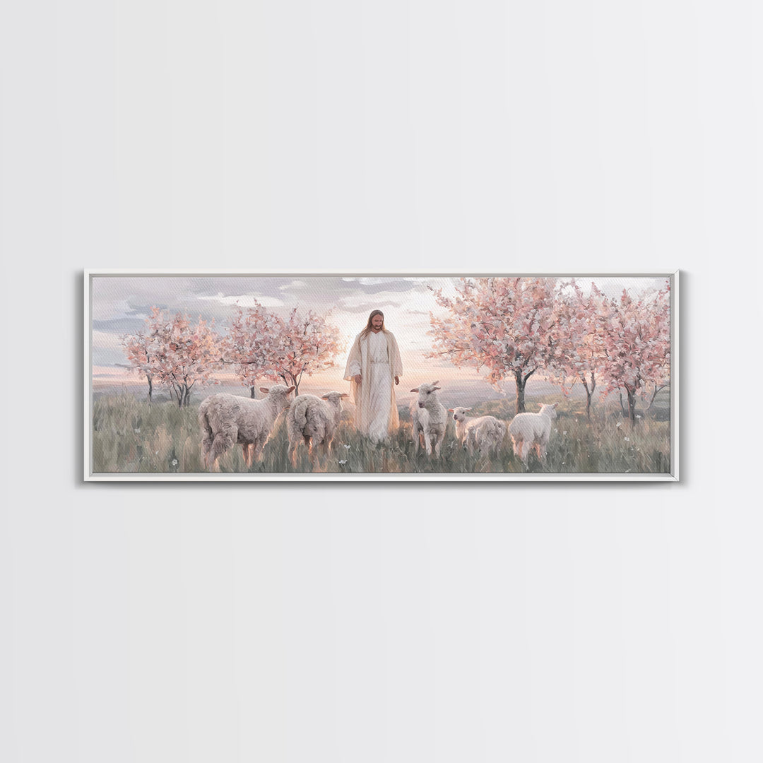 Garden Of Stillness – Framed Canvas Print – Christian Wall Art – Christian Art Canvas – Panoramic Painting – Jesus Art – Christmas Art