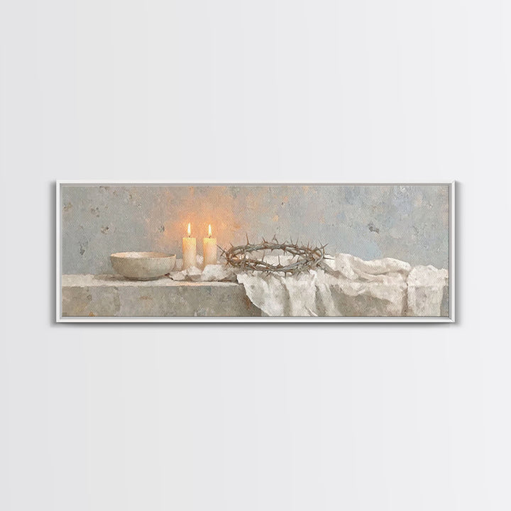 Silent Redemption, Framed Canvas Print, Christian Art, Christian Wall Art, Panoramic Art, Christian Art Canvas, Christmas Art, Unique Chris