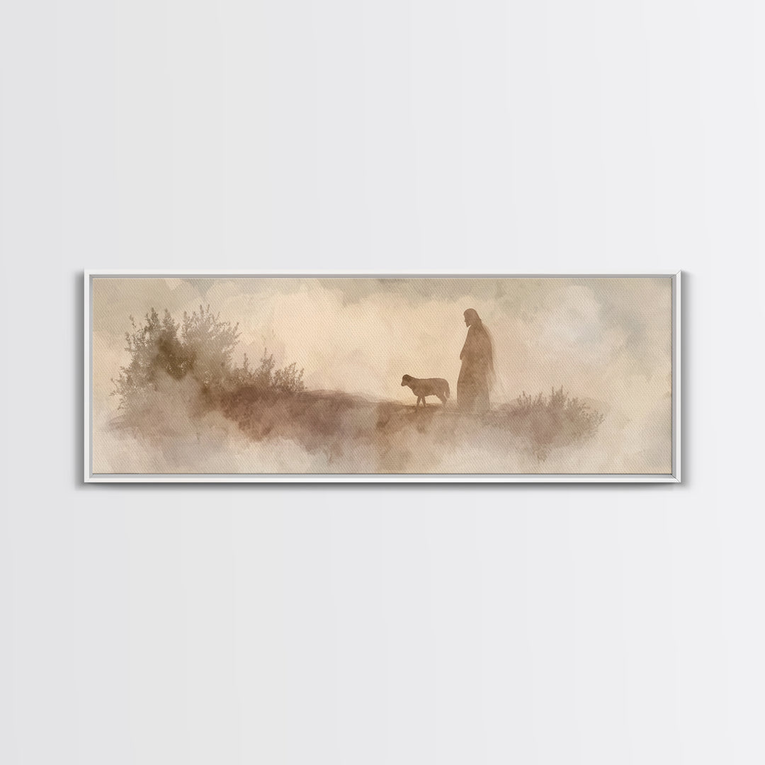 Path Of Gentle Hope – Framed Canvas Print – Panoramic Art – Christian Wall Art – Jesus Painting – Christian Art Canvas – Christian Christma