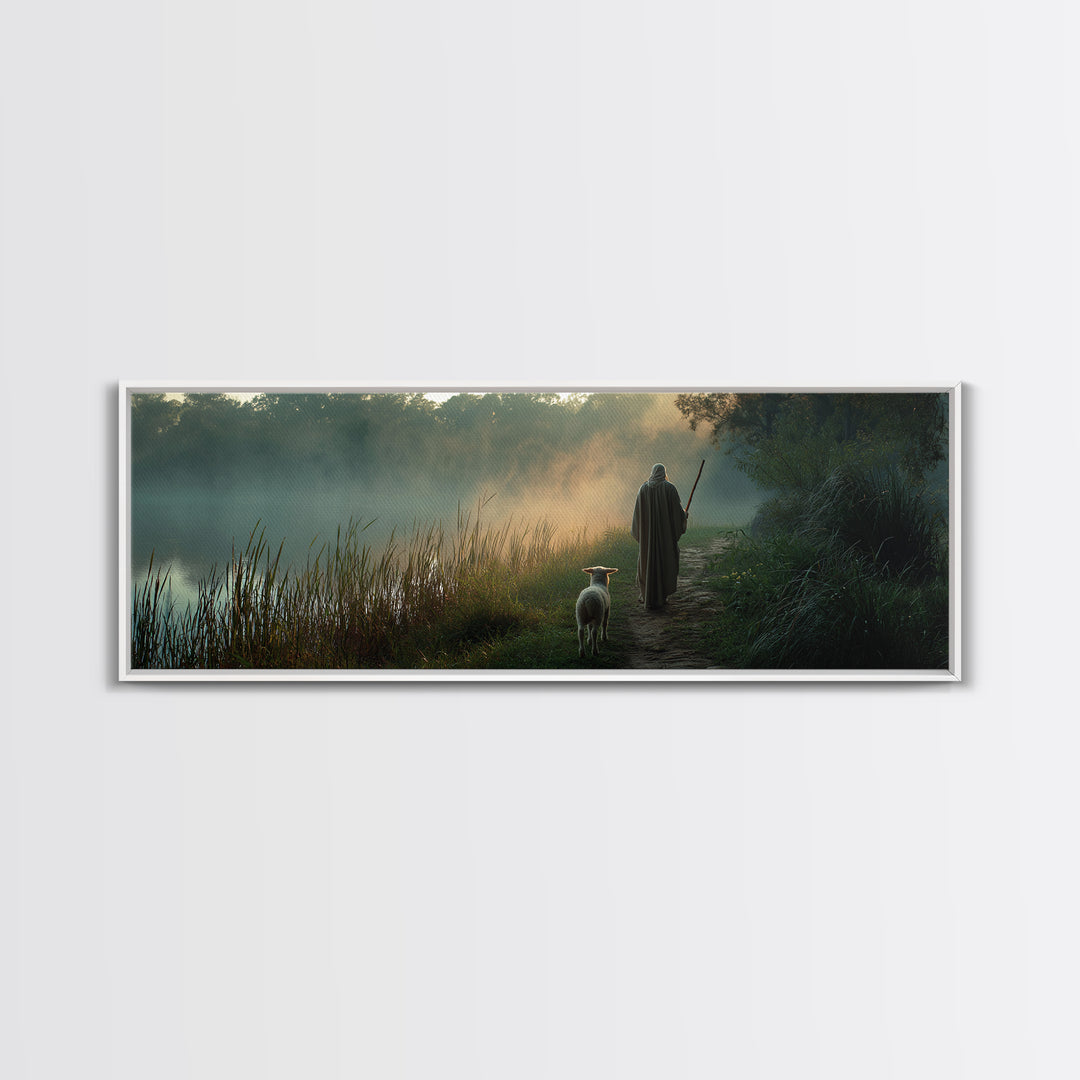 River Of Stillness | Framed Canvas Print | Panoramic Print | Christian Wall Art | Christian Art Canvas | Jesus Painting | Christmas Wall Ar