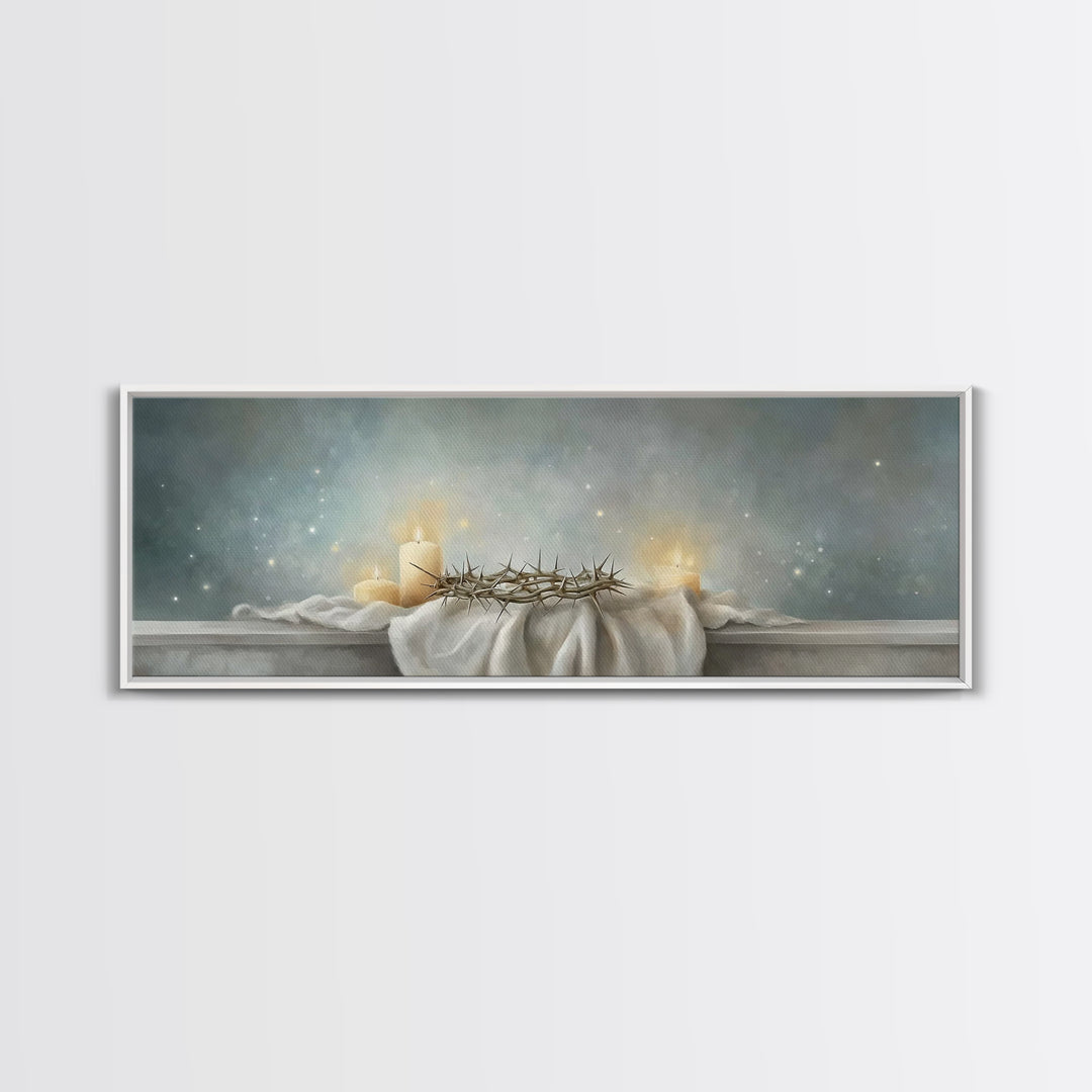Sacred Vigil – Framed Canvas Print – Christian Art – Christian Art Canvas – Panoramic Wall Art – Christian Christmas Art – Modern Christian