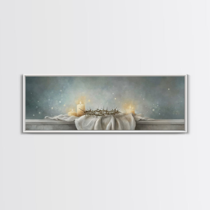 Sacred Vigil – Framed Canvas Print – Christian Art – Christian Art Canvas – Panoramic Wall Art – Christian Christmas Art – Modern Christian