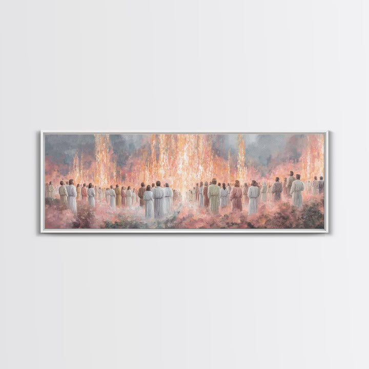 Heavenly Ember Circle | Framed Canvas Print | Christian Art | Jesus Painting | Christian Art Canvas | Panoramic Wall Art | Christmas Art