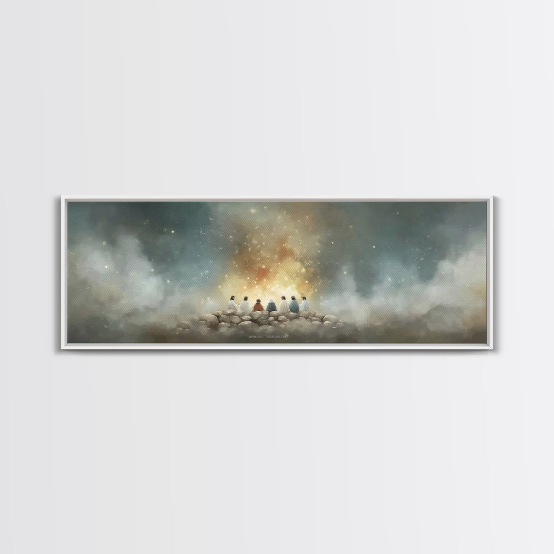 Mount Of Light – Framed Canvas Print – Christian Art – Christian Art Canvas – Jesus Painting – Panoramic Painting – Christmas Art