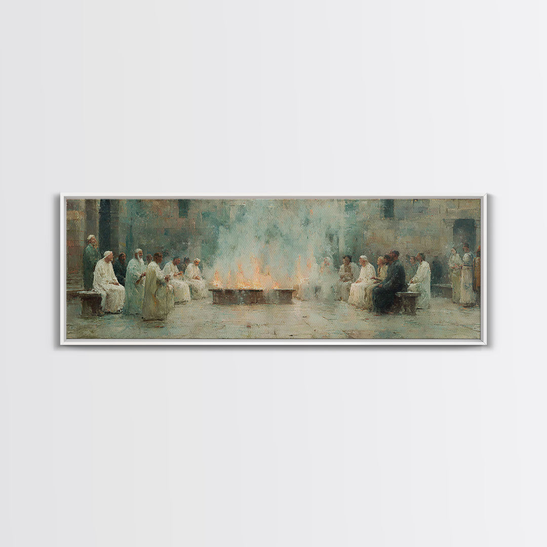 Celestial Summit Glow | Framed Canvas Print | Christian Wall Art | Christian Art Canvas | Jesus Painting | Panoramic Frame | Christmas Art