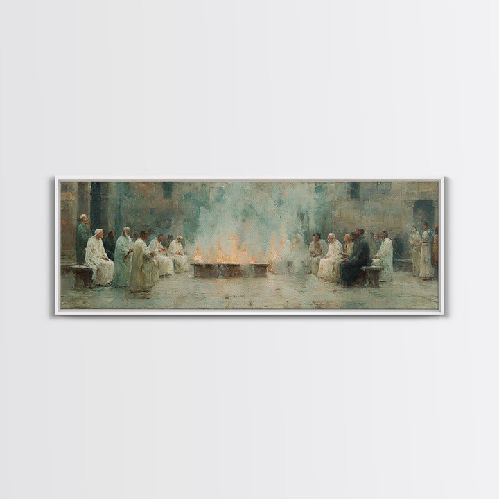 Celestial Summit Glow | Framed Canvas Print | Christian Wall Art | Christian Art Canvas | Jesus Painting | Panoramic Frame | Christmas Art