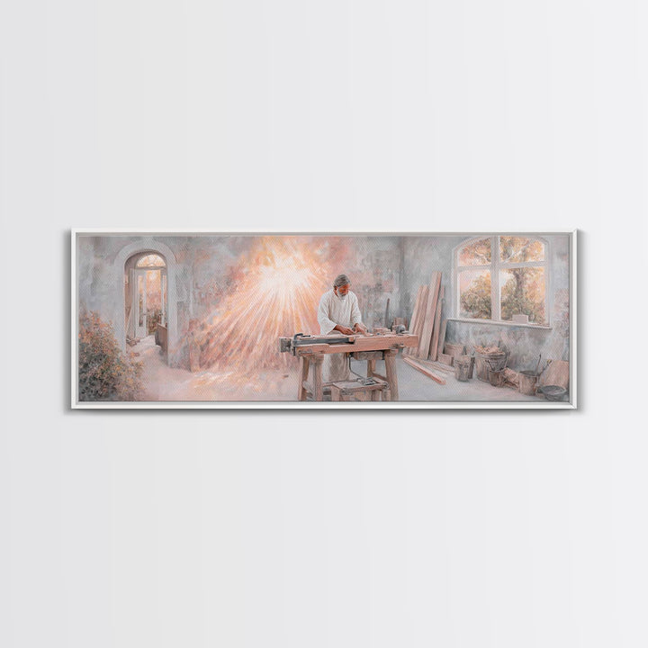 Sanctuary Of Creation – Framed Canvas Print – Christian Art – Panoramic Painting – Christian Art Canvas – Jesus Painting – Christian Wall A