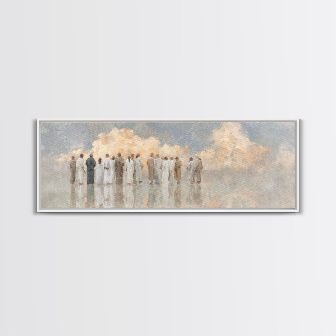 Celestial Meeting | Framed Canvas Print | Christian Wall Art | Christian Art Canvas | Panoramic Wall Art | Christian Painting | Christian C