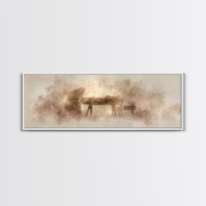 Holy Manger – Framed Canvas Print – Christian Art Canvas – Christian Wall Art – Panoramic Painting – Christmas Art – Christian Christmas Ar