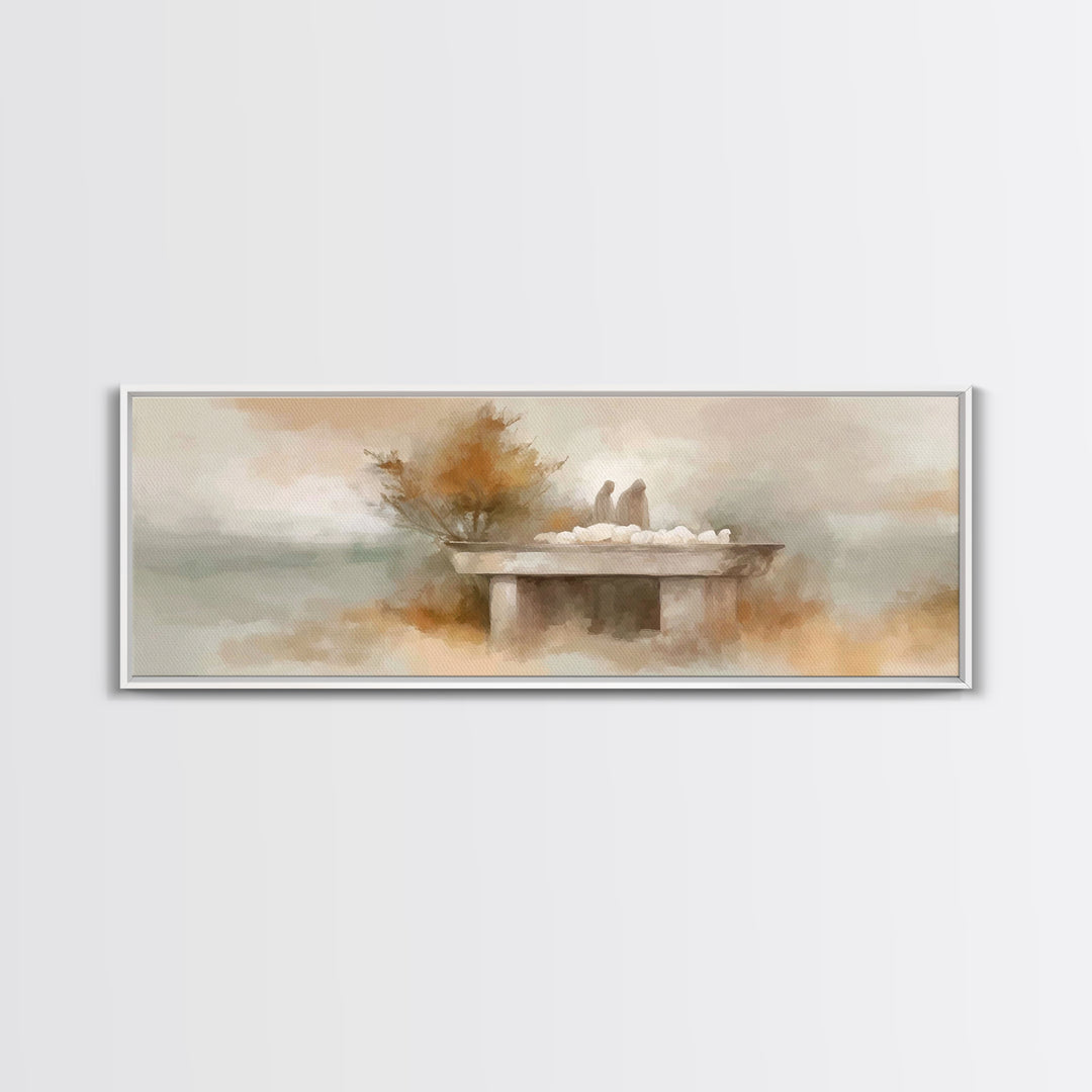 Autumn Shepherds | Framed Canvas Print | Christian Art Canvas | Christian Wall Art | Panoramic Painting | Christian Christmas Art | Christi