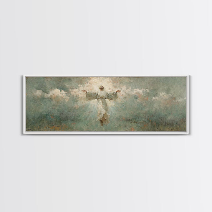 Rising Light | Framed Canvas Print | Christian Art | Christian Art Canvas | Panoramic Wall Art | Jesus Painting | Christian Gift