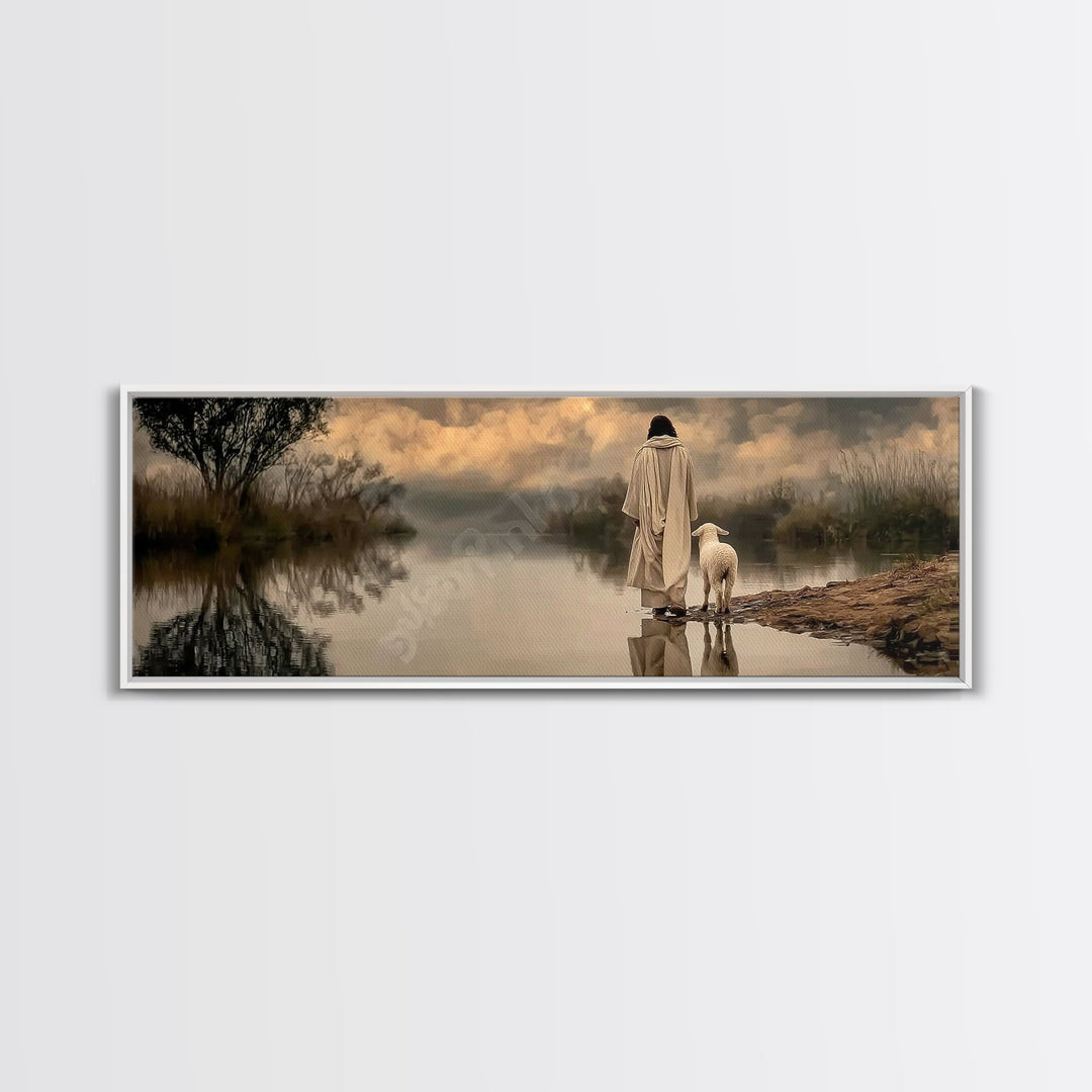 River Of Stillness | Framed Canvas Print | Christian Wall Art | Christian Art Canvas | Panoramic Art | Jesus Painting | Christian Christmas