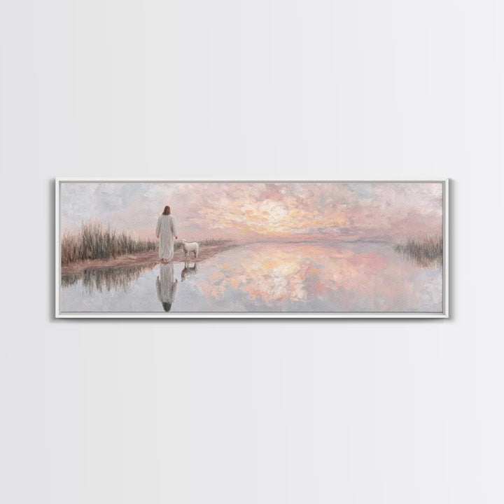 Morning Path Of Grace – Framed Canvas Print – Panoramic Art – Christian Wall Art – Christian Art Canvas – Jesus Painting – Christian Decor
