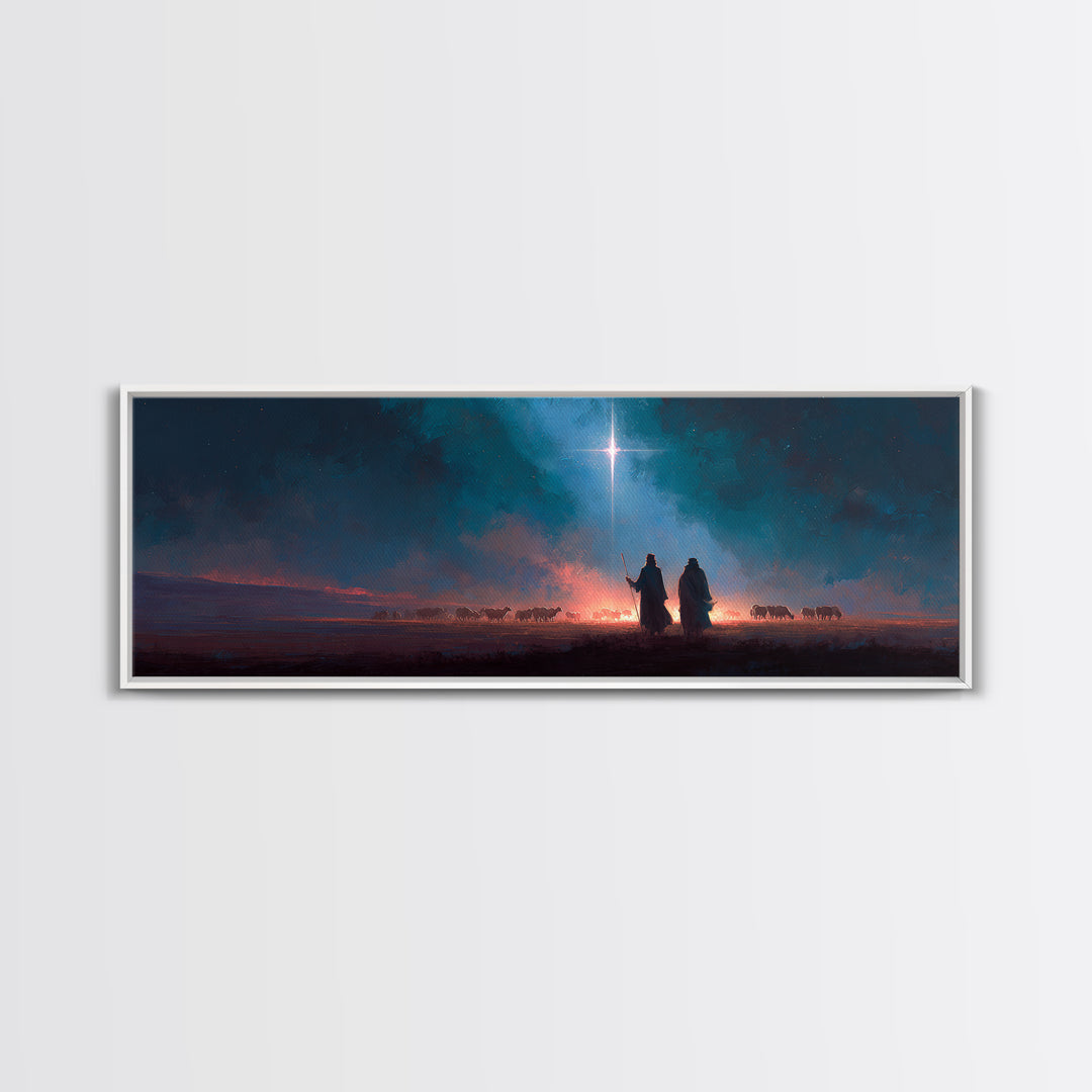 Skyward Hope Rising – Framed Canvas Print – Christian Art Canvas – Panoramic Frame – Christmas Art – Jesus Art Print – Christian Wall Art