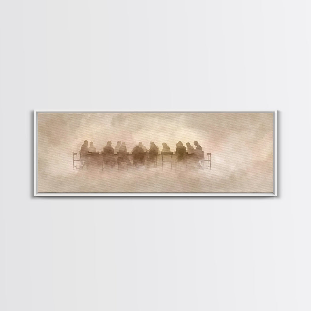 Mist In The Upper Room – Framed Canvas Print – Panoramic Painting – Christian Wall Art – Christian Art Canvas – Jesus Painting – Modern Chr