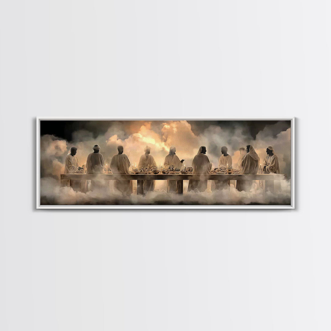 Cloudborne Communion | Framed Canvas Print | Panoramic Art | Christian Art Canvas | Jesus Painting | Christian Wall Art | Large Christian A