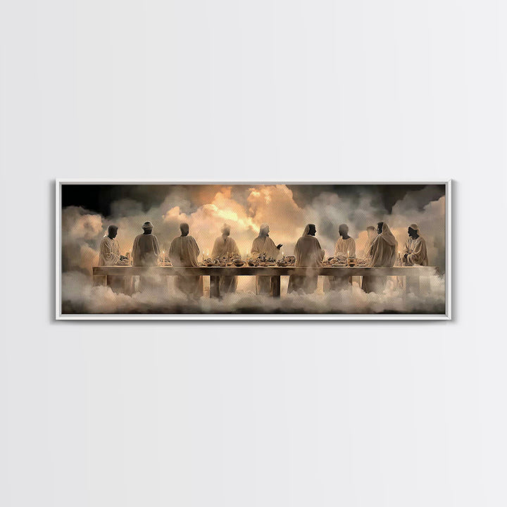 Cloudborne Communion | Framed Canvas Print | Panoramic Art | Christian Art Canvas | Jesus Painting | Christian Wall Art | Large Christian A