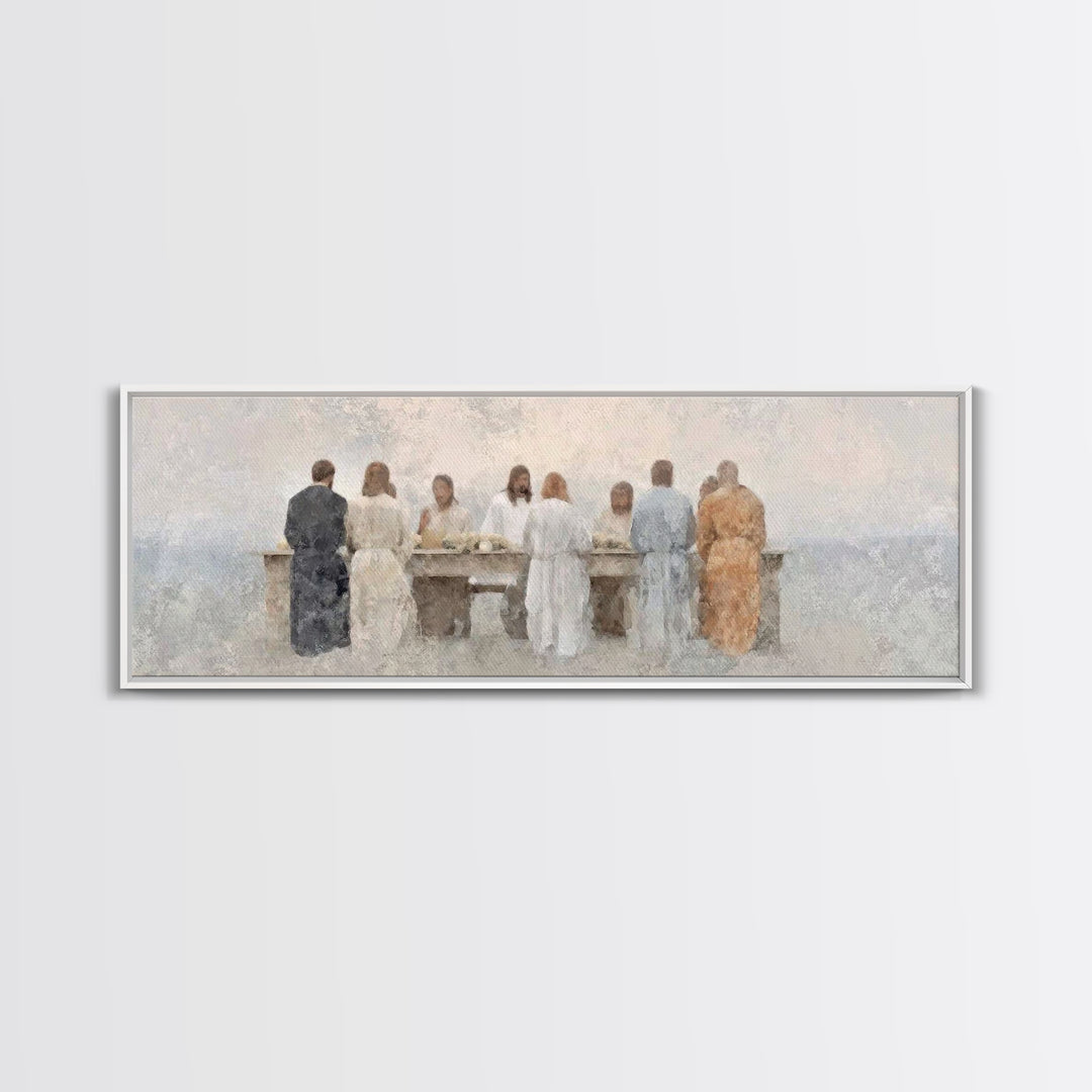 Table Of Peace – Framed Canvas Print – Panoramic Frame – Christian Art – Christian Wall Art – Jesus Painting – Subtle Christian Art