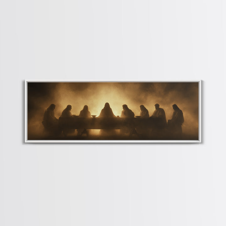 Heavenly Gathering, Framed Canvas Print, Panoramic Painting, Christian Wall Art, Jesus Painting, Christian Art Canvas, Moody Christian Art