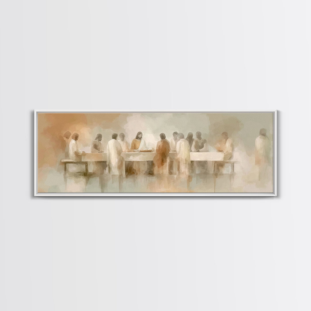 Last Light Communion – Framed Canvas Print – Panoramic Wall Art – Jesus Painting – Christian Art – Modern Christian Art – Christian Wall Ar