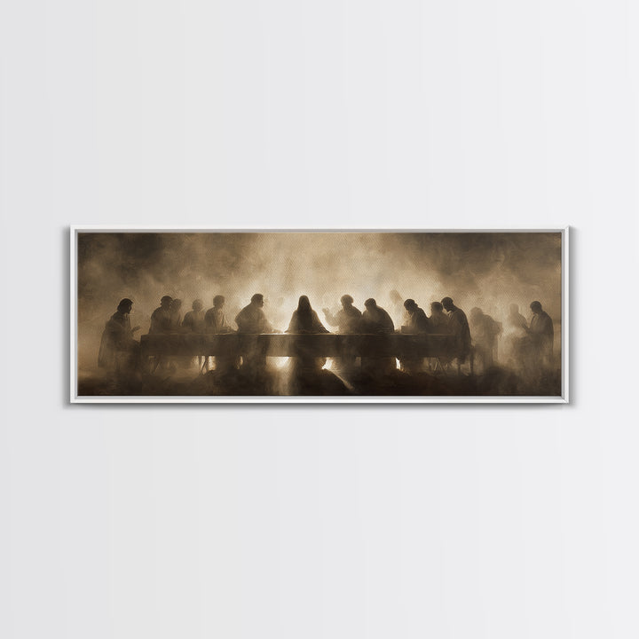 Desert Supper Glow | Framed Canvas Print | Panoramic Print | Christian Wall Art | Jesus Painting | Christian Art Canvas | Modern Christian