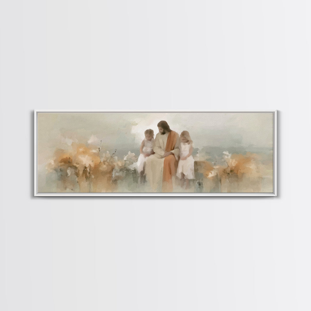 Flowers Of Mercy – Framed Canvas Print – Panoramic Painting – Christian Art – Jesus Painting – Christian Art Canvas – Christian Wall Art