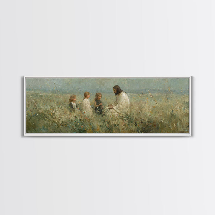 Garden Of Hope, Framed Canvas Print, Christian Art Canvas, Jesus Painting, Christian Wall Art, Panoramic Art, Christmas Art