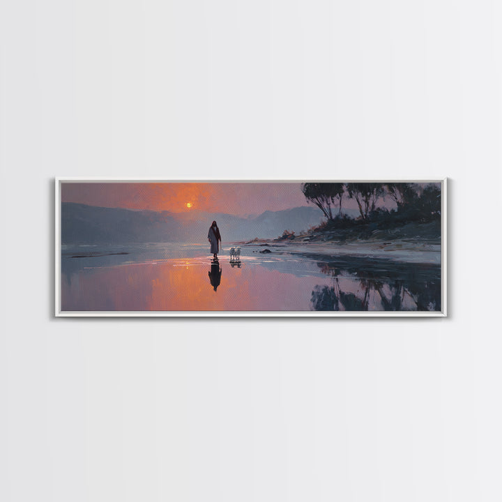 Gentle Guidance, Framed Canvas Print, Christian Art Canvas, Jesus Painting, Christian Wall Art, Panoramic Painting, Christian Decor