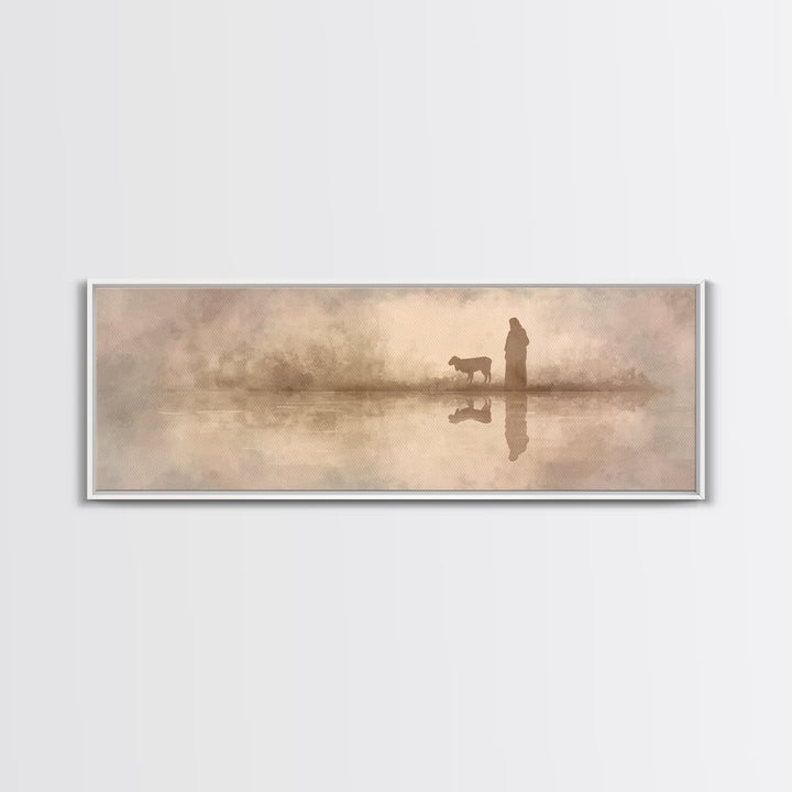 Shepherd’s Journey | Framed Canvas Print | Christian Wall Art | Jesus Painting | Christian Art Canvas | Panoramic Frame | Christmas Art