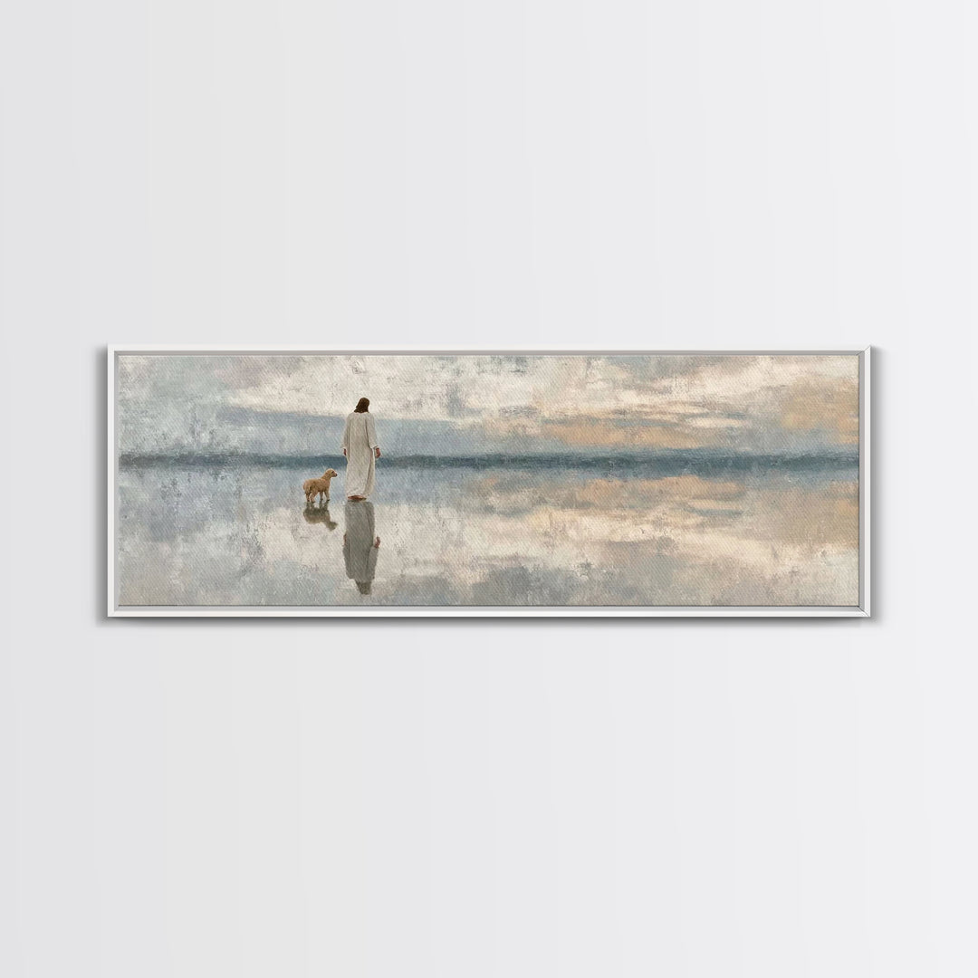 Reflective Grace – Framed Canvas Print – Christian Art Canvas – Jesus Painting – Christian Wall Art – Panoramic Wall Art – Christian Gift
