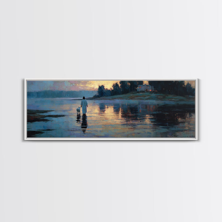 Twilight Of Peace | Framed Canvas Print | Christian Art Canvas | Christian Wall Art | Jesus Painting | Panoramic Art | Christian Gift