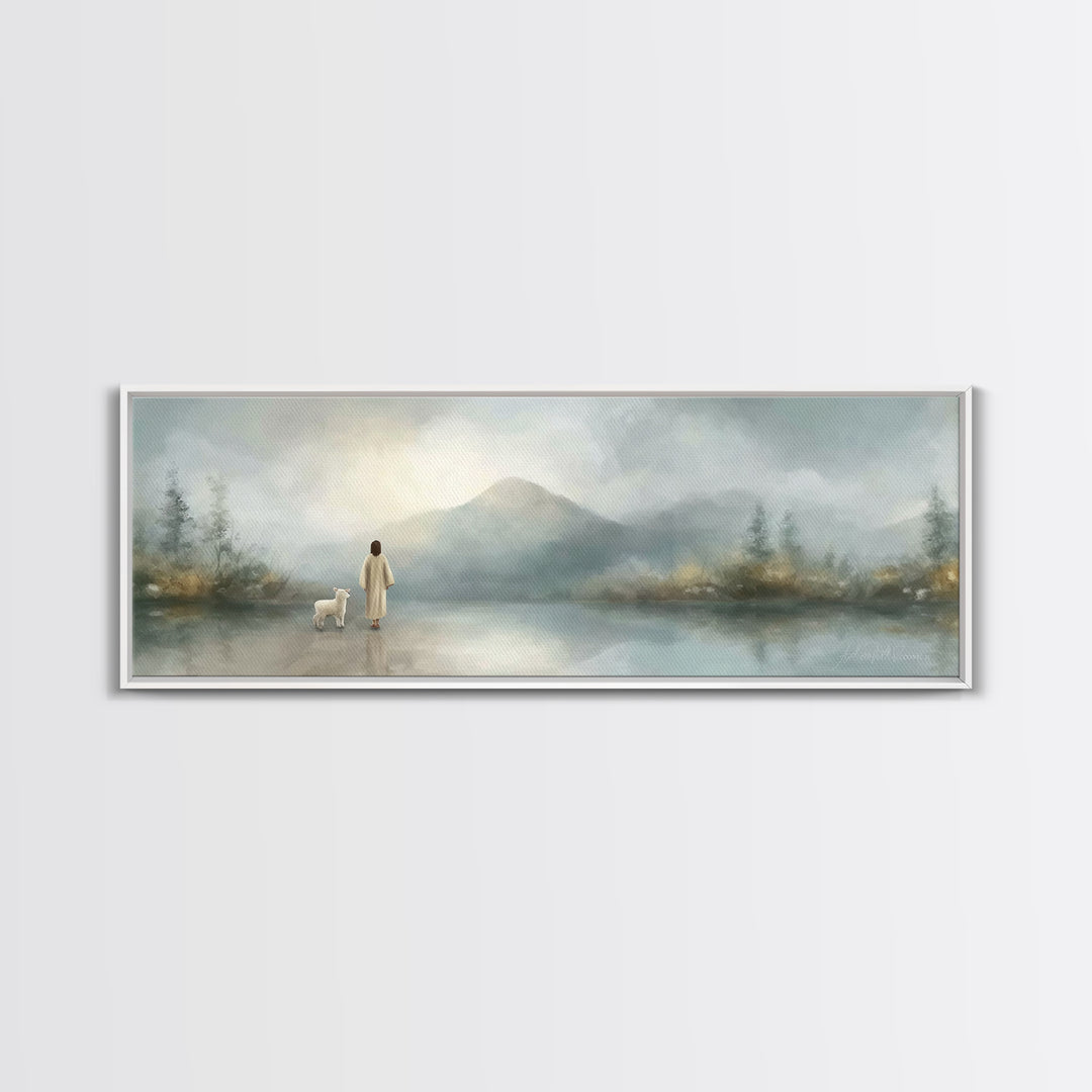 Dawn Of Promise, Framed Canvas Print, Christian Art Canvas, Christian Wall Art, Jesus Painting, Panoramic Wall Art, Christian Decor
