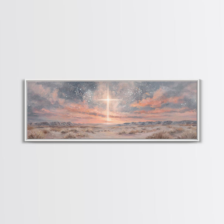 Star Of Bethlehem – Framed Canvas Print – Christian Wall Art – Christian Art Canvas – Christmas Art – Panoramic Frame – Christian Gift