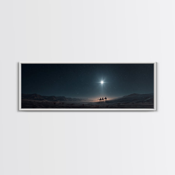 Night Of The Wise Men, Framed Canvas Print, Christmas Art, Christian Wall Art, Christian Art Canvas, Panoramic Art, Christian Christmas