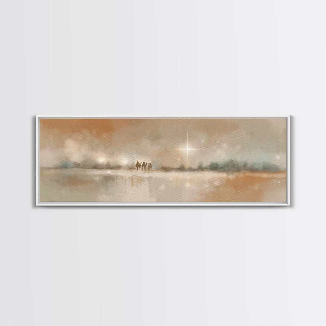 Guided By The Light | Framed Canvas Print | Christian Art Canvas | Christmas Art | Panoramic Wall Art | Christian Wall Art | Christian Gift