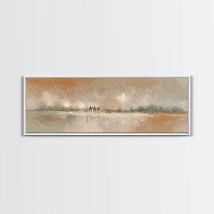 Guided By The Light | Framed Canvas Print | Christian Art Canvas | Christmas Art | Panoramic Wall Art | Christian Wall Art | Christian Gift