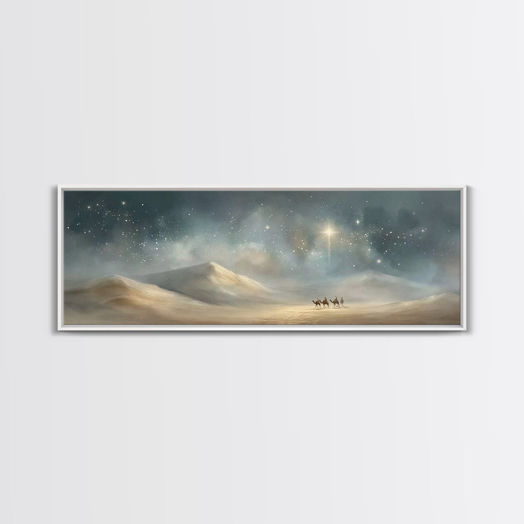 Desert Star Rising – Framed Canvas Print – Christmas Art – Panoramic Print – Christian Wall Art – Christian Art Canvas – Christian Christma
