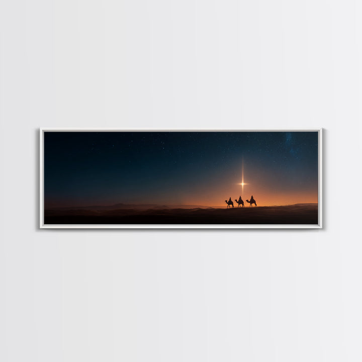 The Guiding Star – Framed Canvas Print – Panoramic Art – Christian Wall Art – Christmas Art – Christian Christmas Art – Jesus Painting