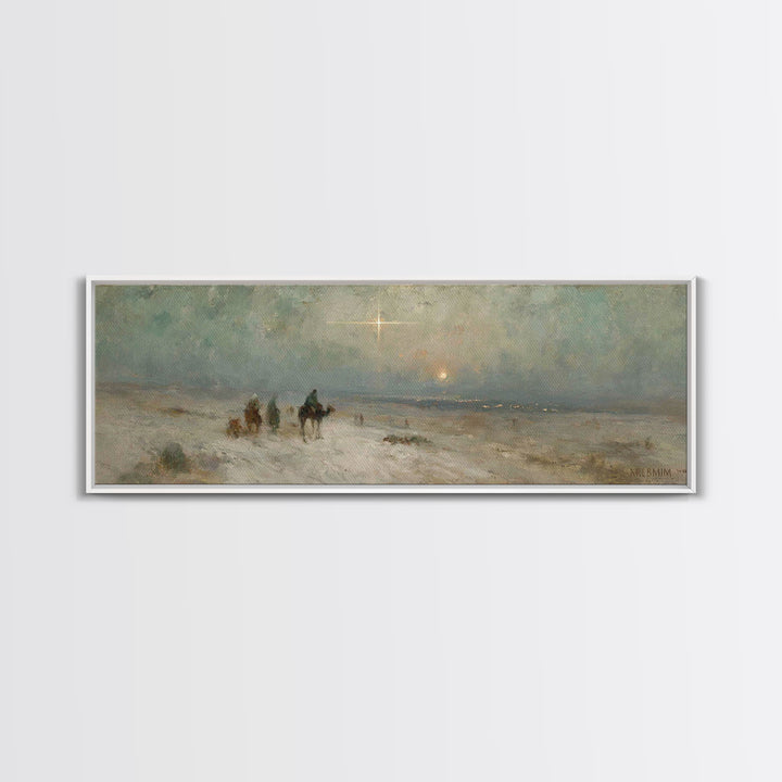 Holy Night Caravan | Framed Canvas Print | Panoramic Print | Christian Christmas Art | Christian Wall Art | Christmas Canvas Wall Art | Chr