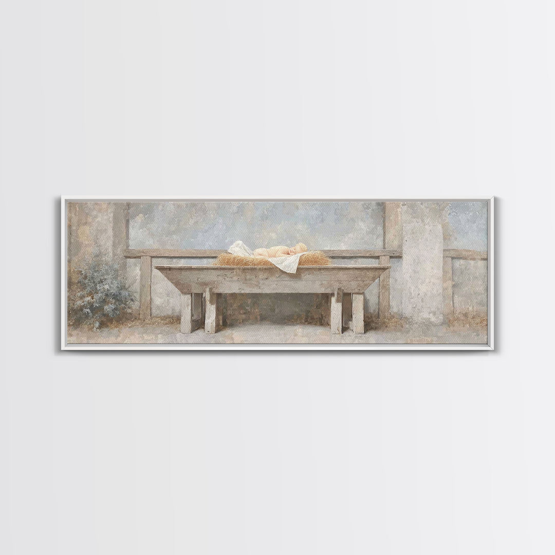 Infant Of Grace | Framed Canvas Print | Extra Wide Art | Christian Art Canvas | Christian Wall Art | Christian Christmas Art | Vintage Chri