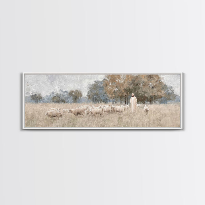 The Shepherd's Watch - Framed Canvas Print - Christian Wall Art - Jesus Painting - Christian Art Canvas - Panoramic Art - Christian Decor