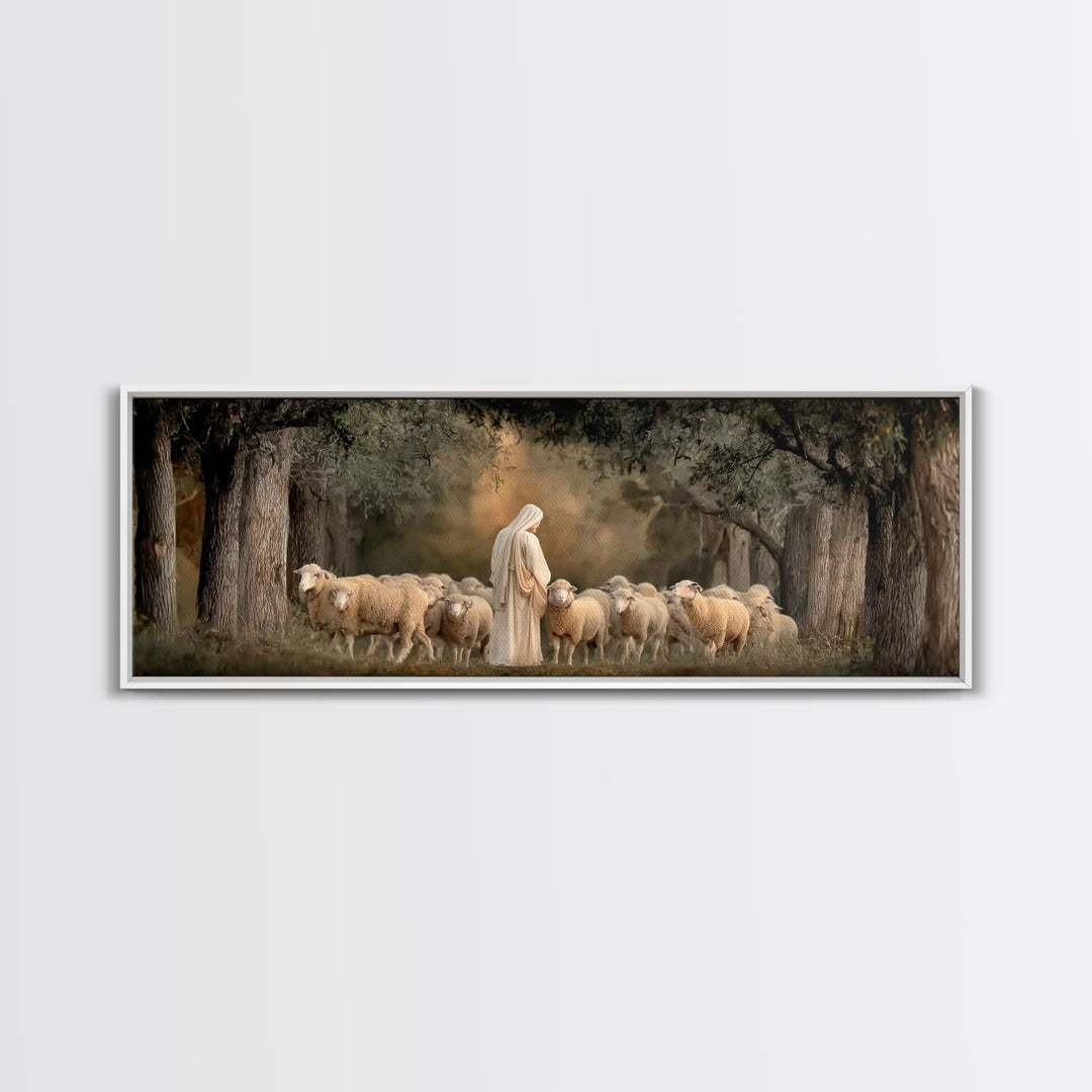 Quiet Grove Calling - Framed Canvas Print - Christian Art Canvas - Christian Wall Art - Jesus Painting - Panoramic Frame - Christian Gift I