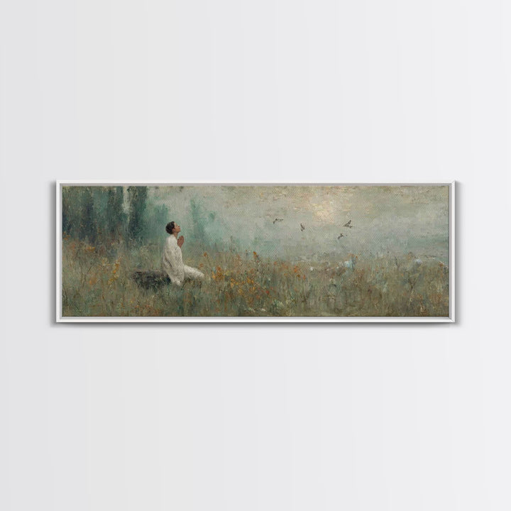 Celestial Garden Rest | Framed Canvas Print | Christian Art Canvas | Christian Wall Art | Panoramic Art | Christian Decor | Christian Gift