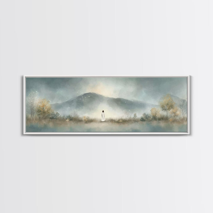 Silent Horizon | Framed Canvas Print | Christian Wall Art | Panoramic Painting | Jesus Canvas Art | Christian Art Canvas | Christmas Art