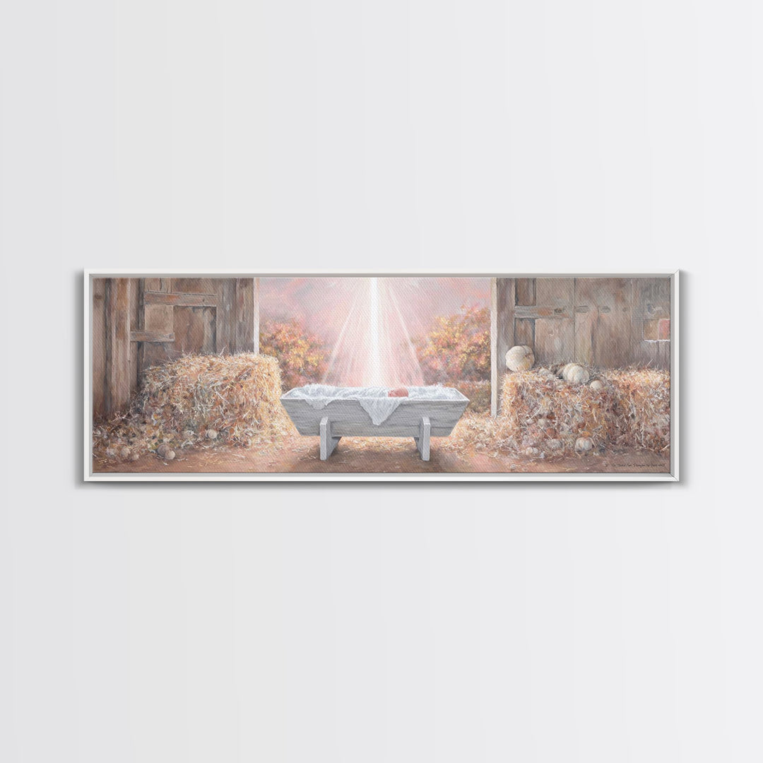 Barn Of Glory – Framed Canvas Print – Panoramic Art – Christian Christmas Art – Christian Wall Art – Christian Art Canvas – Modern Christia